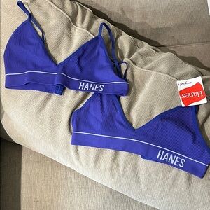 Hanes Women's Vibrant Blue Bralette Duo